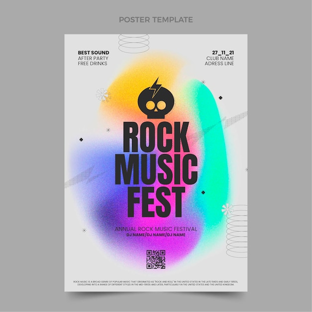 Vecteur affiche du festival de musique à texture dégradée