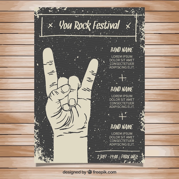 Vecteur affiche du festival de rock dans le style grungy