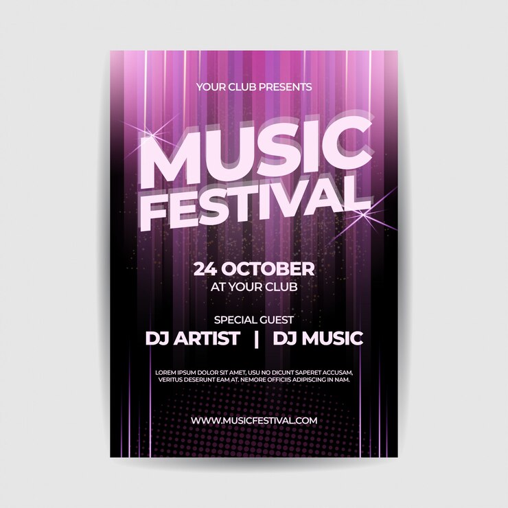 Vecteur affiche du flyer du festival de musique