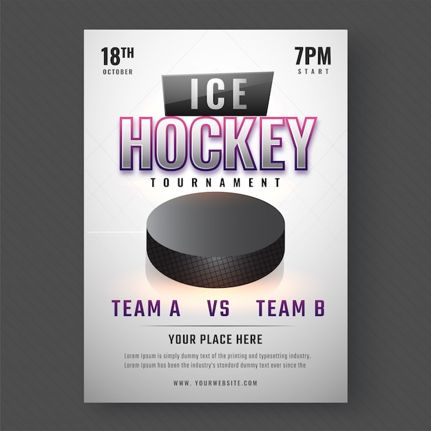 Vecteur affiche du tournoi de hockey sur glace