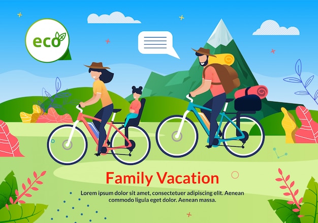 Affiche écologique De Vacances En Famille Sur Un Plat