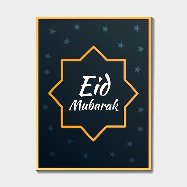 Vecteur une affiche eid mubarak avec un fond bleu et les mots eid mu mu mubarak dessus.