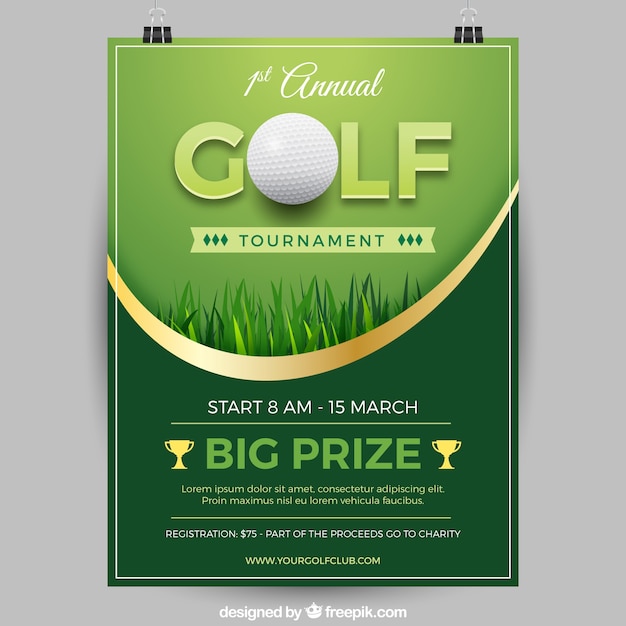 Vecteur affiche élégante de tournoi de golf