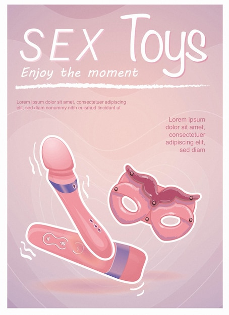 Vecteur affiche érotique avec jouets sexuels, menottes et vibromasseurs