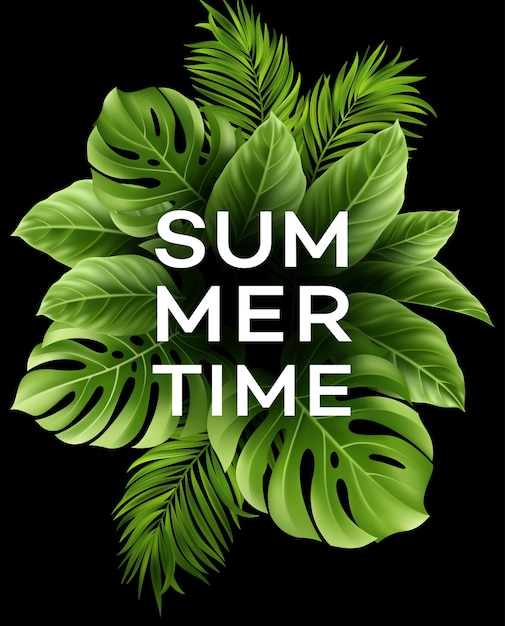 Affiche d'été avec feuille de palmier tropical.