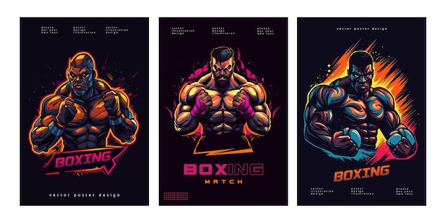 Affiche D'événement De Combat De Boxe Illustration De Combattant De Boîte Colorée De Tournoi De Boxe R