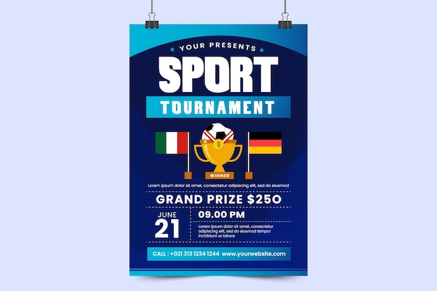 Vecteur affiche d'événement sportif de tournoi de football ou modèle de conception de flyer design simple et élégant