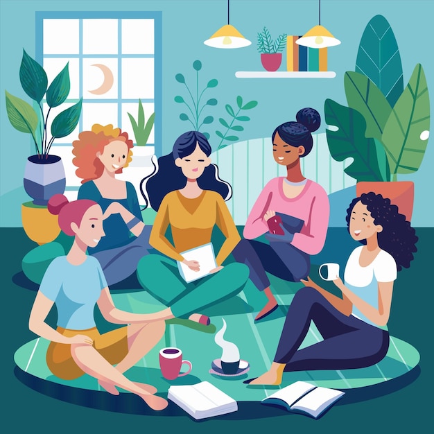 une affiche de femmes lisant des livres et des livres de lecture