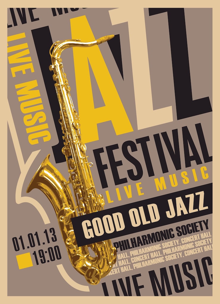 Vecteur affiche d'un festival de musique de jazz