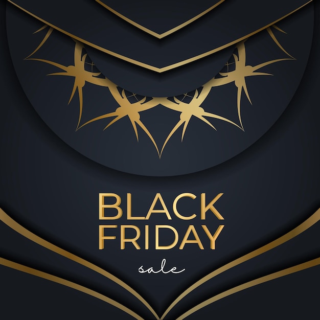 Affiche Festive Black Friday Bleu Foncé Avec Ornement Rond En Or