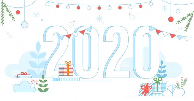 Affiche Festive Transparente De Symbole Du Nouvel An 2020