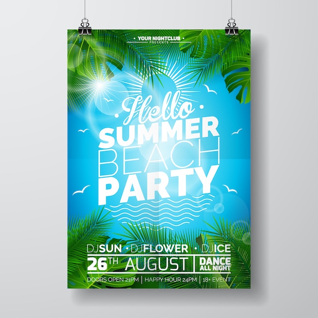 Affiche de la fête de l&#39;été avec soleil
