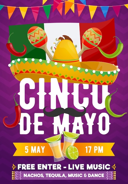 Affiche De Fête Fiesta Cinco De Mayo Vacances Mexicaines