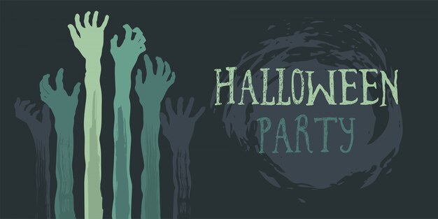 Affiche Fête Halloween Avec La Main De Zombie