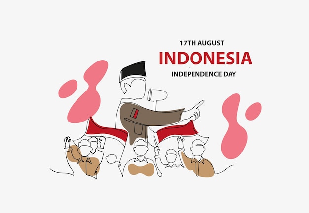 Affiche de la fête de l'indépendance de l'Indonésie Leader parlant au micro