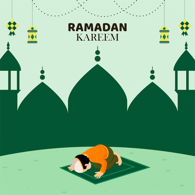 Affiche De Fête Islamique Et Illustration Vectorielle D'invitation Arrière-plan De La Mosquée Ramadan Kareem