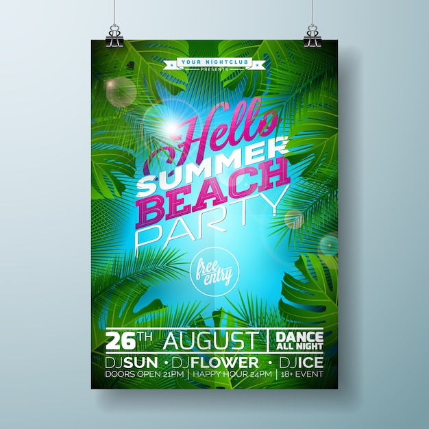 Affiche De Fête De Plage D'été Avec Design De Palmiers