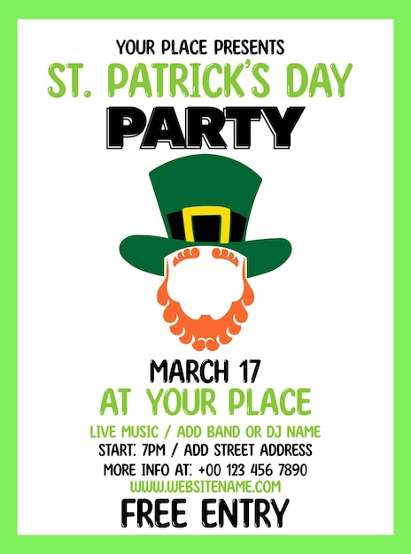 Vecteur affiche de la fête de saint-patrick, affiche sur les réseaux sociaux