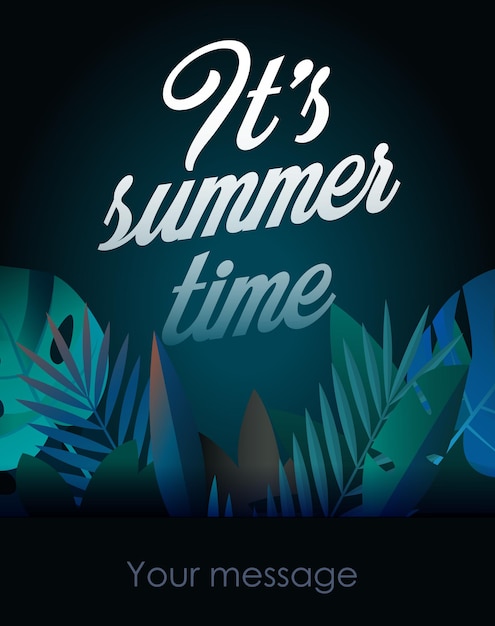 Affiche De Fête De Vacances Avec Feuille De Palmier Et Lettrage De Son Heure D'été Illustration Heure D'été