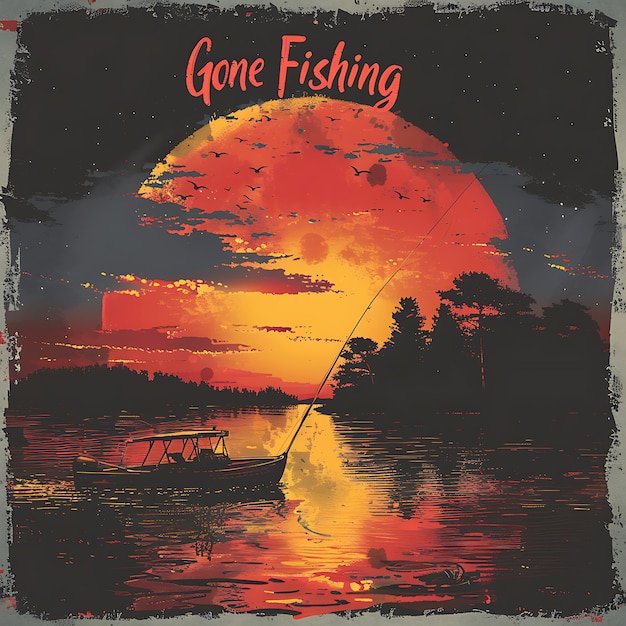 une affiche d'un film d'horreur appelé Gone Fishing