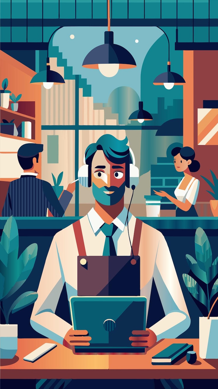 Vecteur une affiche d'un film intitulé un homme avec un microphone