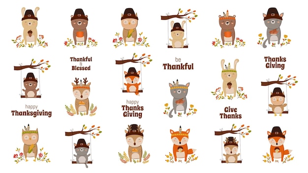 Affiche Ou Flyer De Carte De Voeux Happy Thanksgiving Pour Les Vacances Animal Drôle