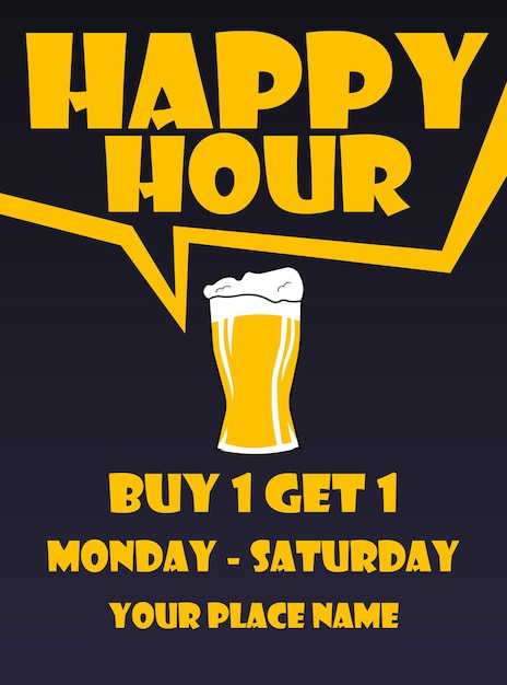 Affiche De Flyer De Nuit De Bière Happy Hour Ou Conception De Modèle De Publication Sur Les Médias Sociaux