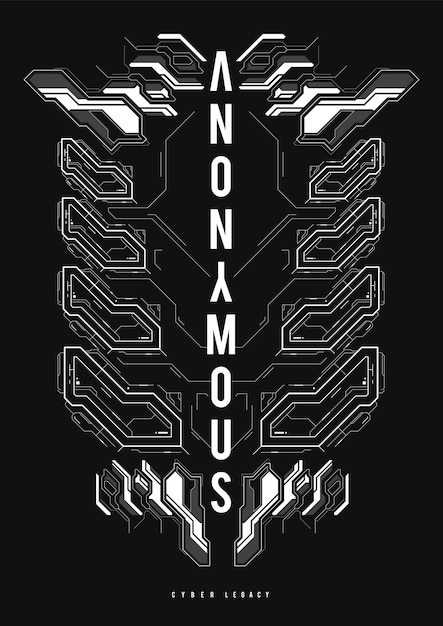 Affiche futuriste Cyberpunk. Modèle d'affiche abstrait Tech avec des éléments HUD. Flyer moderne pour le Web et l'impression. piratage, cyberculture, programmation et environnements virtuels.