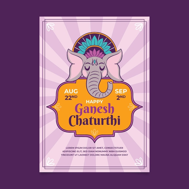 Affiche Ganesh Chaturthi Dessinée à La Main