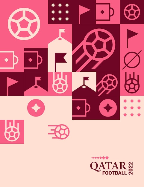 Affiche Géométrique Football Doha Qatar 2022 Creative Soccer Web Flyer Template Background