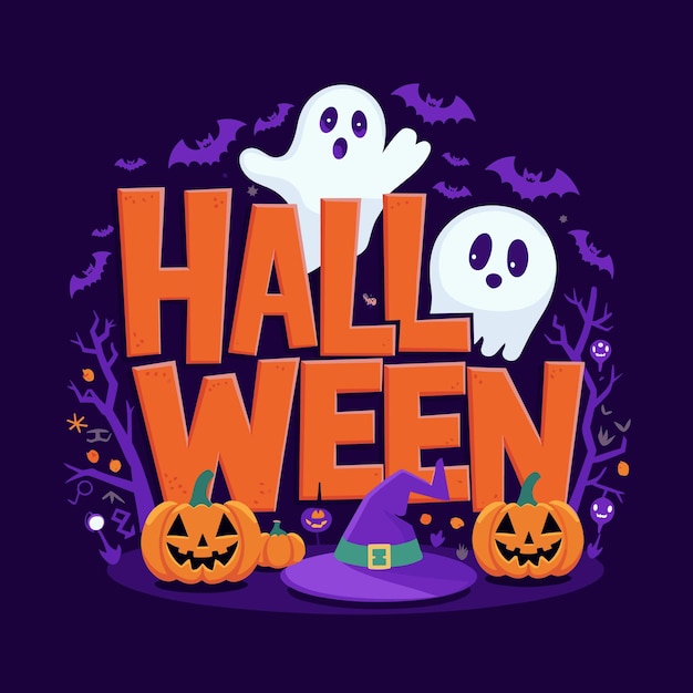 une affiche d'Halloween avec des citrouilles d'Helloween