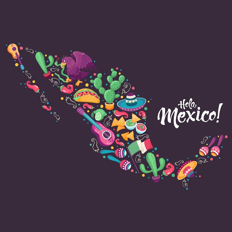 Vecteur affiche hola mexique