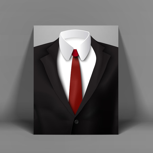 Affiche d'homme d'affaires élégant sombre avec la figure de l'homme en costume sur fond gris