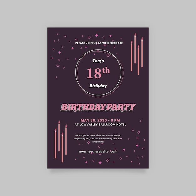 Vecteur affiche d'invitation de fête d'anniversaire colorée avec différents personnages illustrés vecteur premium