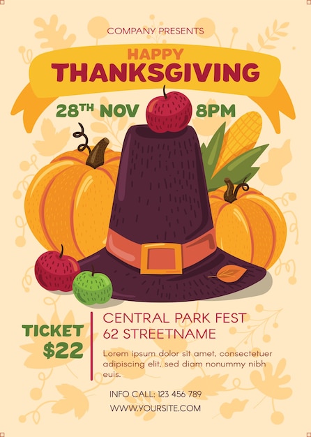 Affiche D'invitation De Vacances De Thanksgiving