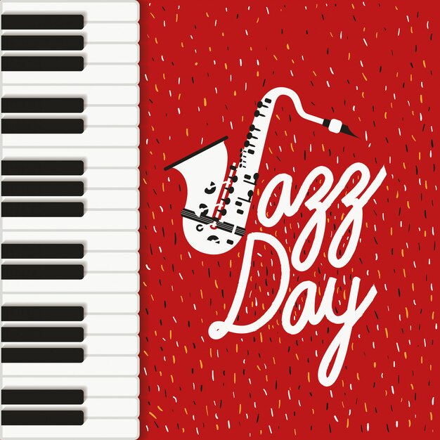 Affiche Jazz Day Avec Clavier De Piano Et Saxophone