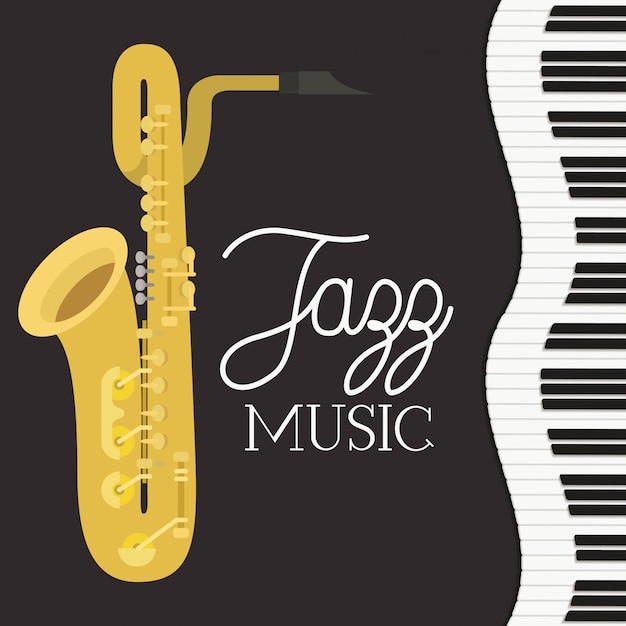 Affiche Jazz Day Avec Clavier De Piano Et Saxophone