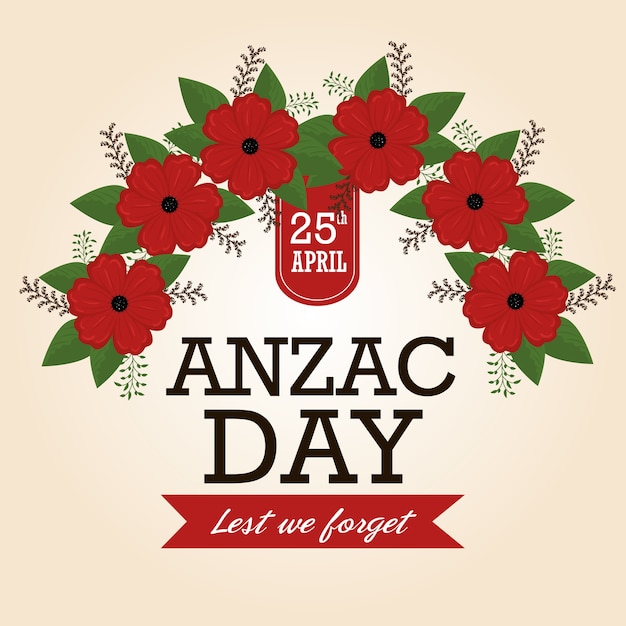 Vecteur affiche de jour anzac avec fleur de pavot rouge