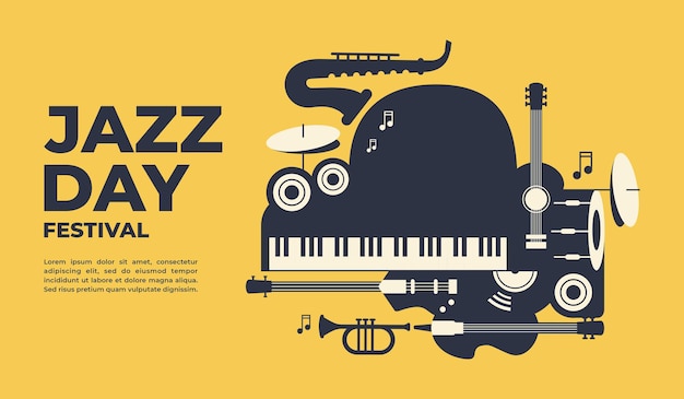 Affiche De La Journée Du Jazz Et Illustration Vectorielle De Bannière Pour La Promotion D'événements D'affiches De Bannière