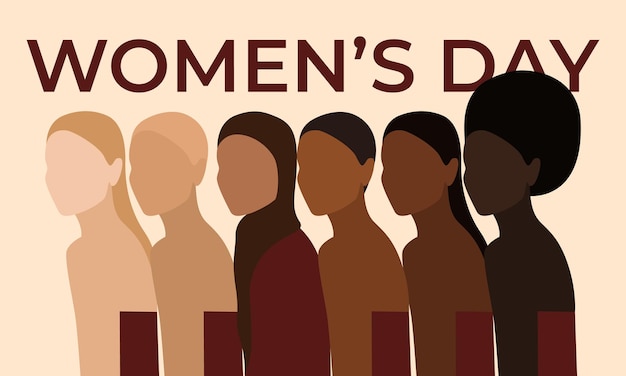 Affiche de la Journée de la femme Des femmes et des filles fortes de différentes nationalités et cultures se tiennent ensemble