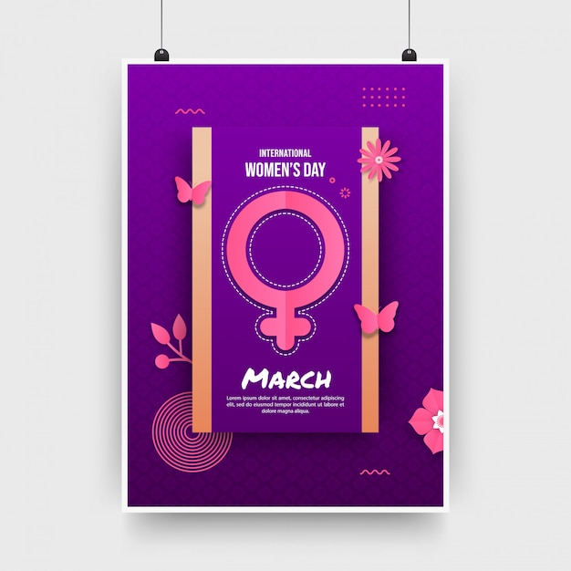 Affiche De La Journée Internationale De La Femme Dans Un Style Papier Découpé