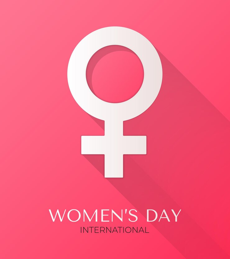 Vecteur affiche de la journée internationale de la femme. logo de signe de femme sur fond rose. bonne fête des mères. vecteur.
