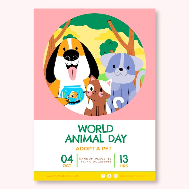Affiche de la journée mondiale des animaux plats