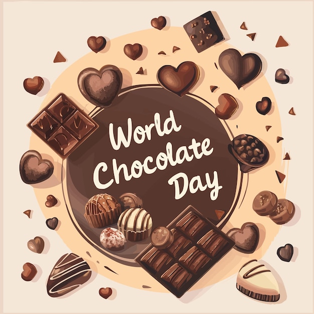 une affiche avec une journée mondiale du chocolat au milieu