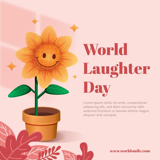Vecteur affiche de la journée mondiale du rire avec le vecteur de tournesol smiley