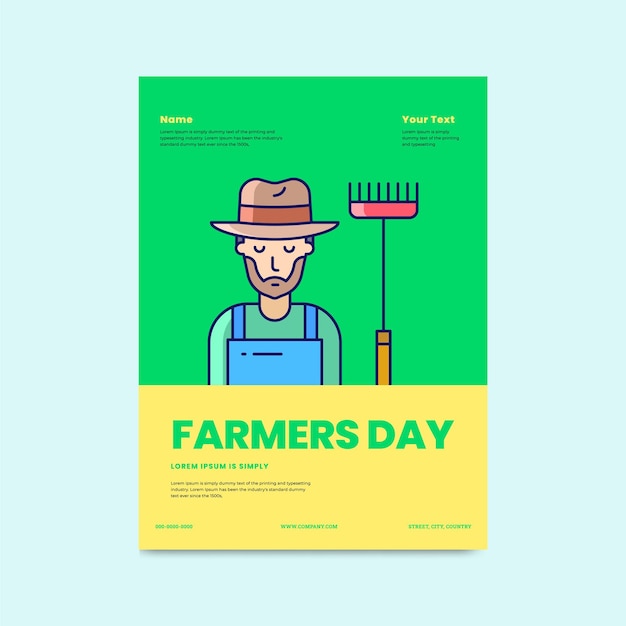 Affiche de la journée nationale des agriculteurs, illustration vectorielle de l'agriculteur
