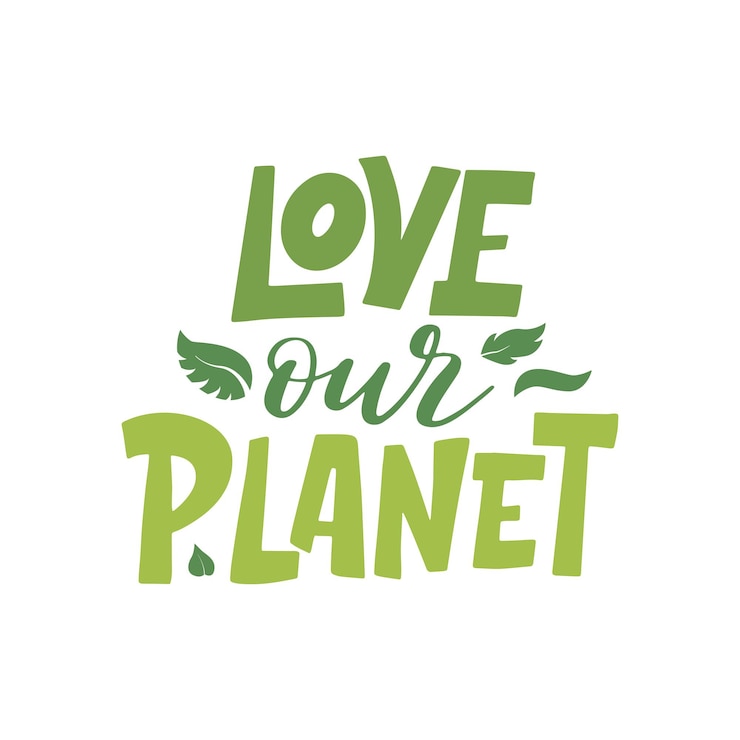 Vecteur affiche de lettrage écologique dessiné à la main aimez notre planète modèle de thème écologique lettrage illustration vectorielle