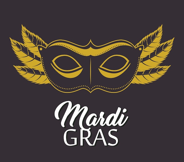 Affiche De Lettrage Mardi Gras Avec Masque Carnaval Bannière