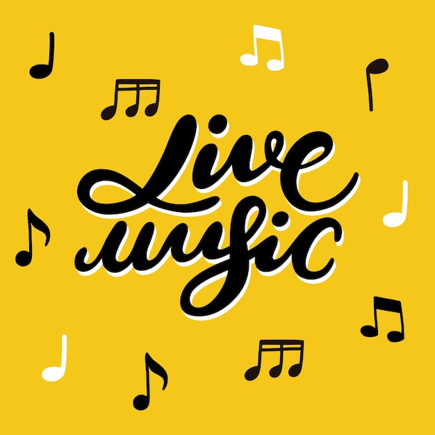 Affiche De Lettrage De Musique Live Avec Notes