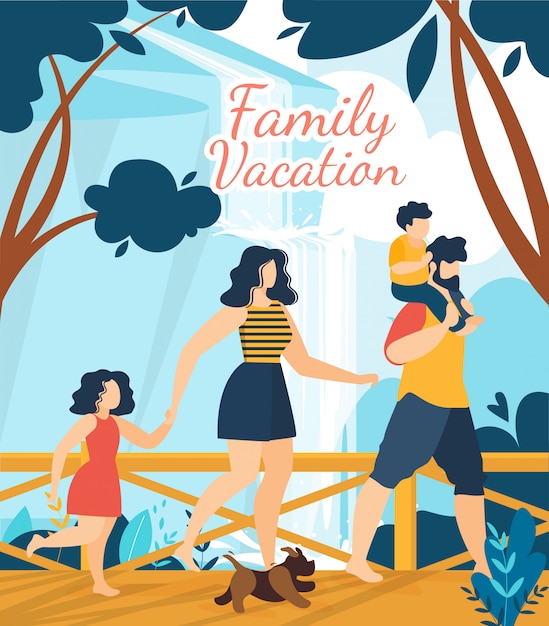 Affiche De Lettrage De Vacances Tropicales En Famille